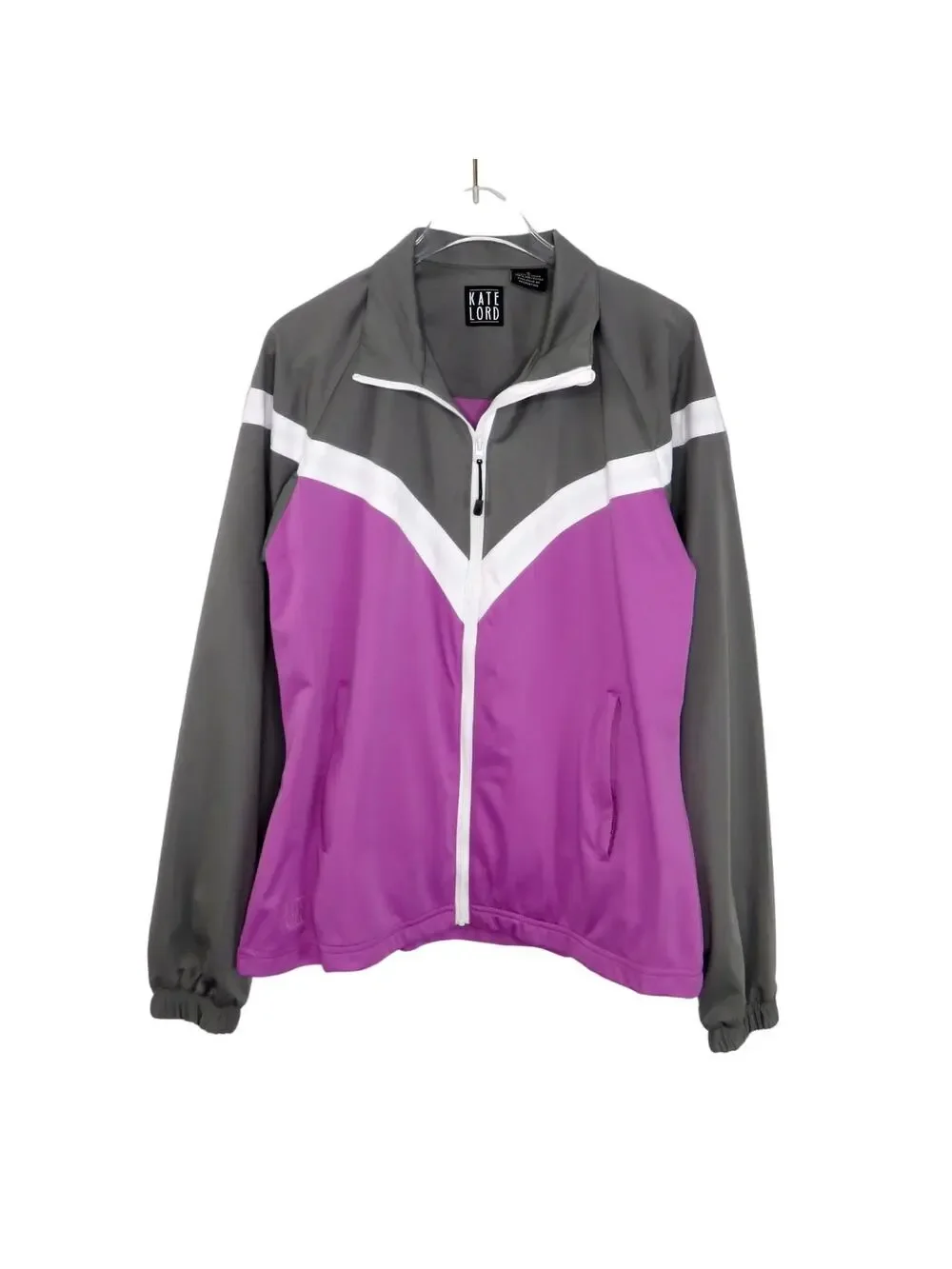 1990s Vintage Kate Lord Purple & Gray Windbreaker Golf Jacket Small Retro
